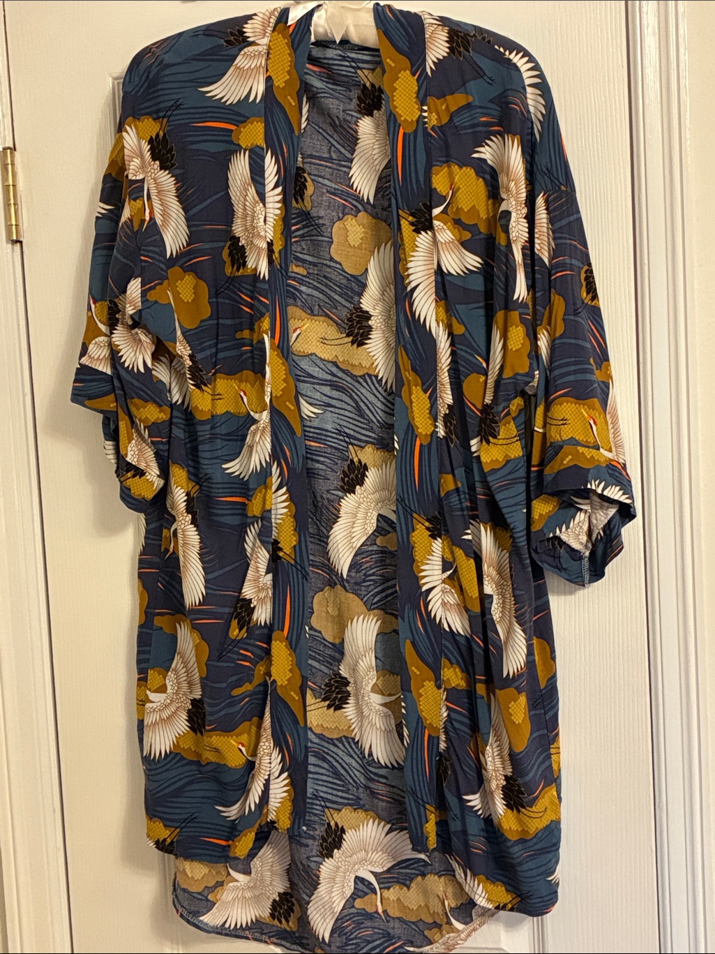 Kimono With Flying Cranes